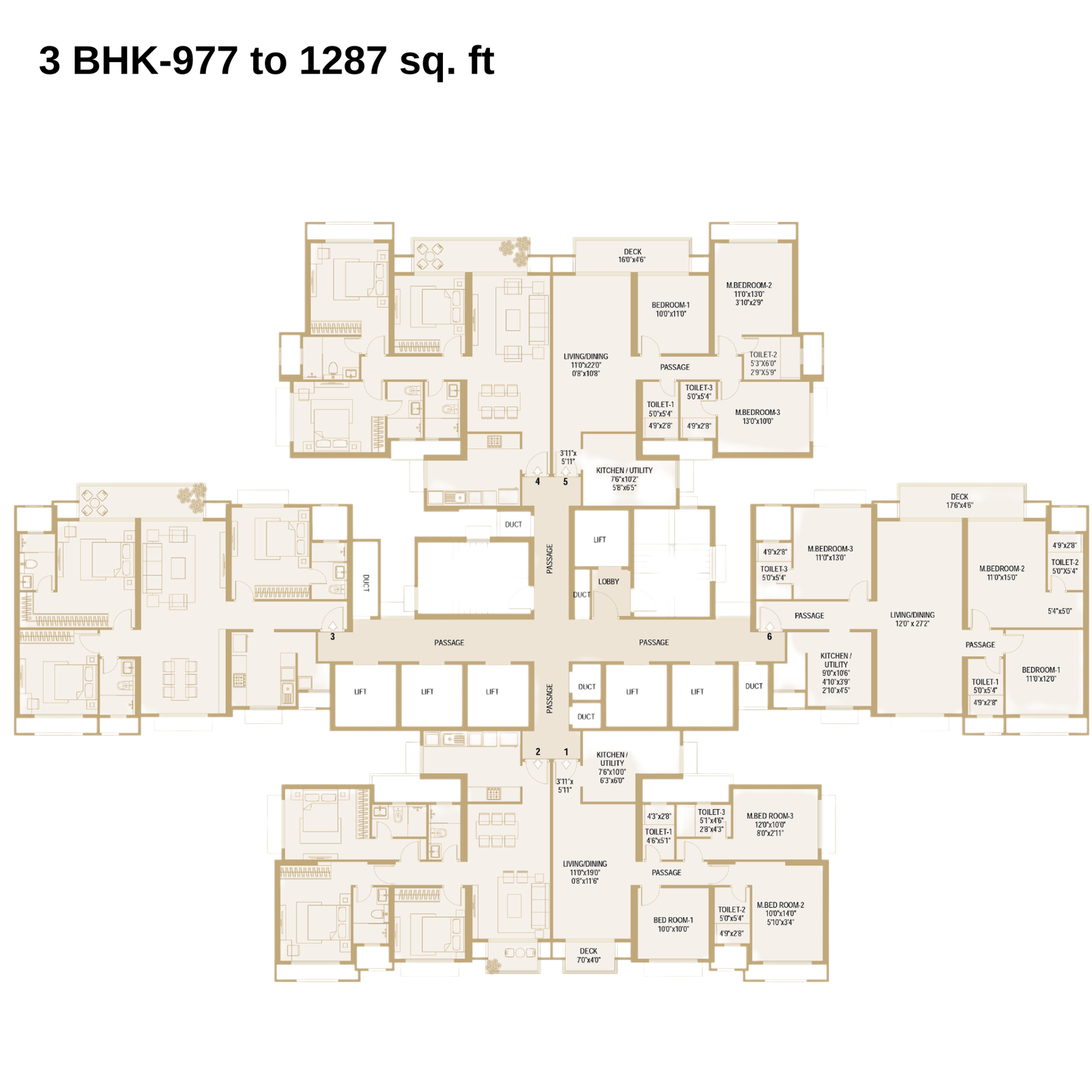 Hiranandani westgate  -Floor-Plan-3 BHK