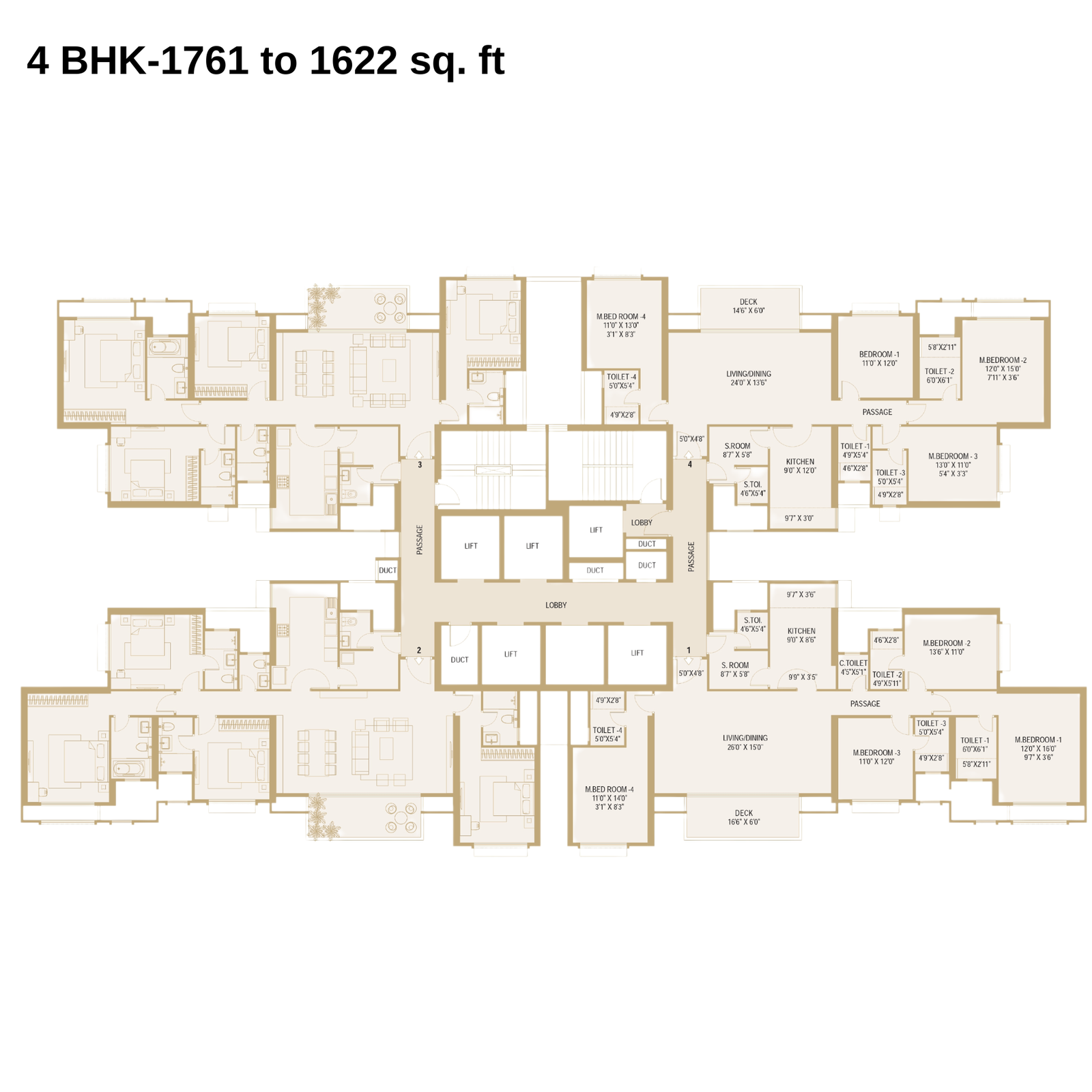 Hiranandani westgate-Floor-Plan-4 BHK