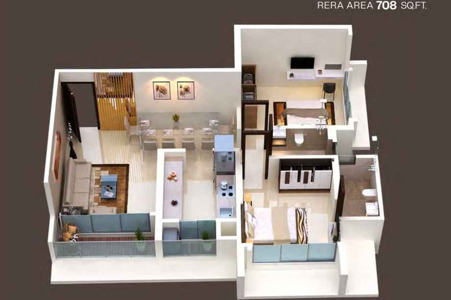 Rekhaz floor plan 2BHK