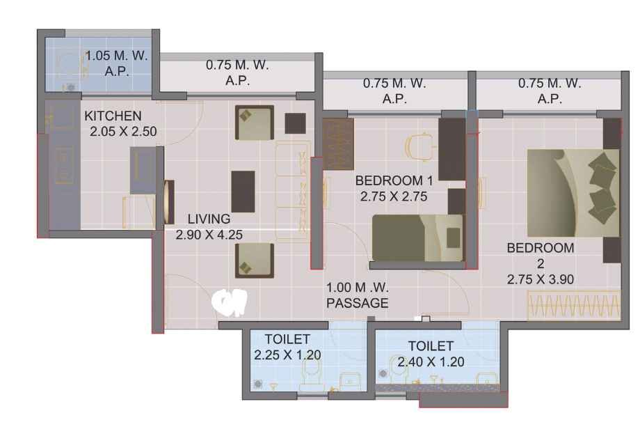 SBM-Sky-Floor-Plan-2-BHK-609-sqft