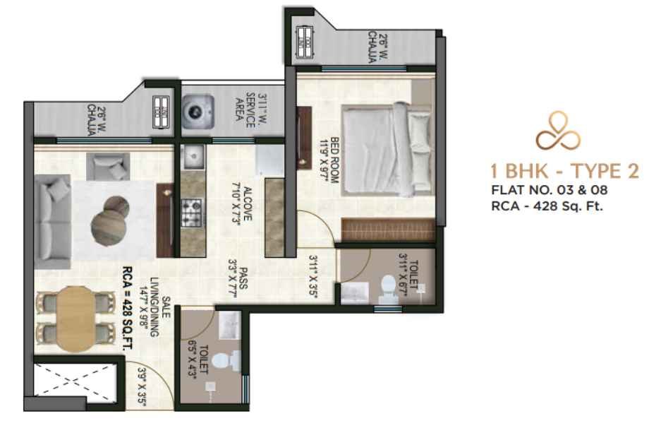 Satre-Happynest-Floor-Plan-1-BHK-428-Sq-Ft