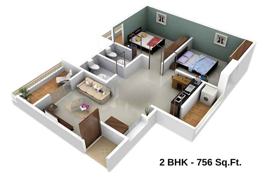 Newa-Bhakti-Park-Floor-Plan-2-BHK-756-sqft