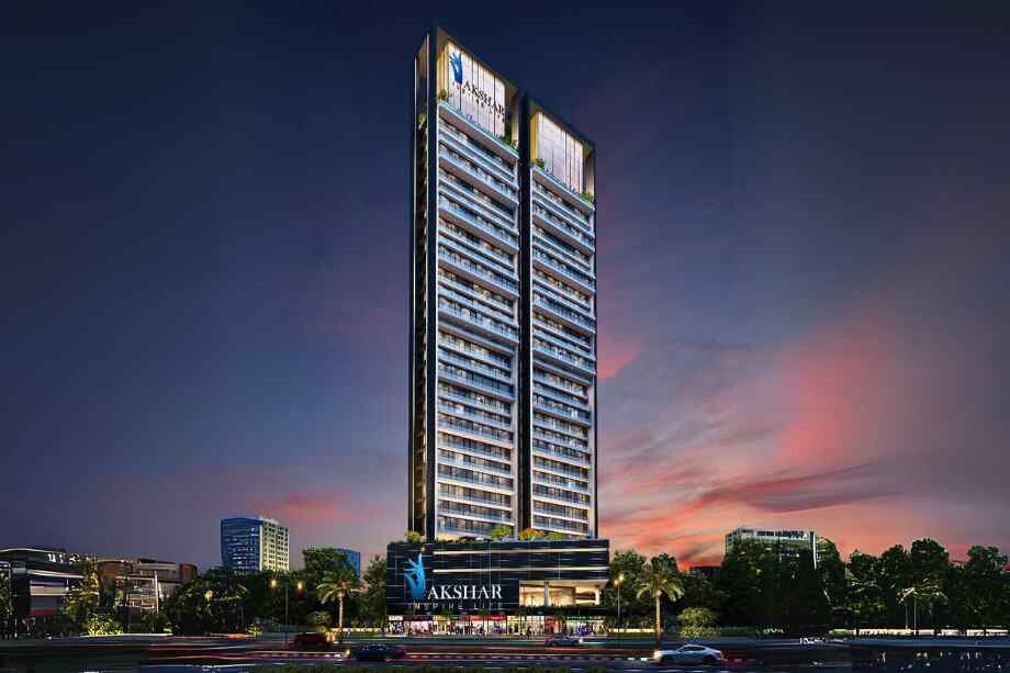 One-Akshar-Gallery-Elevation-Image-Night-Sanpada-Navi-Mumbai