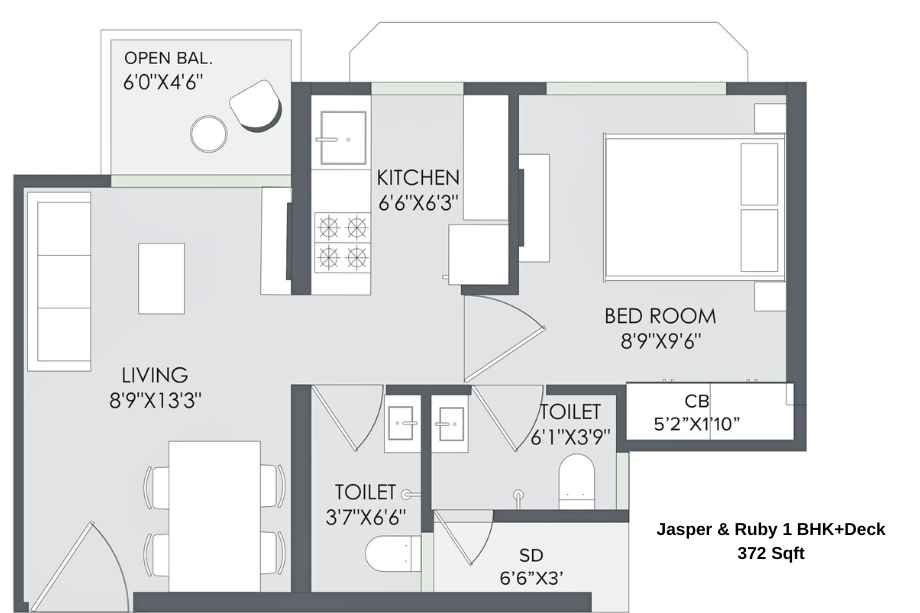 Marathon-Nextown-Phase2-Floor-Plan-Jasper-&-Ruby-1-BHK+Deck-372-Sqft