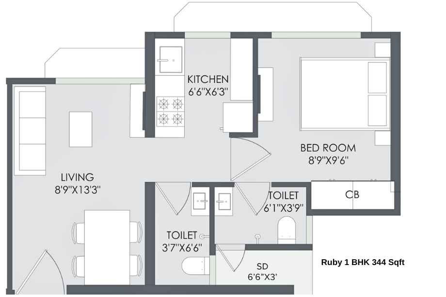 Marathon-Nextown-Phase2-Floor-Plan-Ruby-1-BHK-344-Sqft