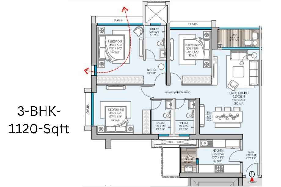 Godrej-Reserve-Internal-3-BHK-1120-Sqft