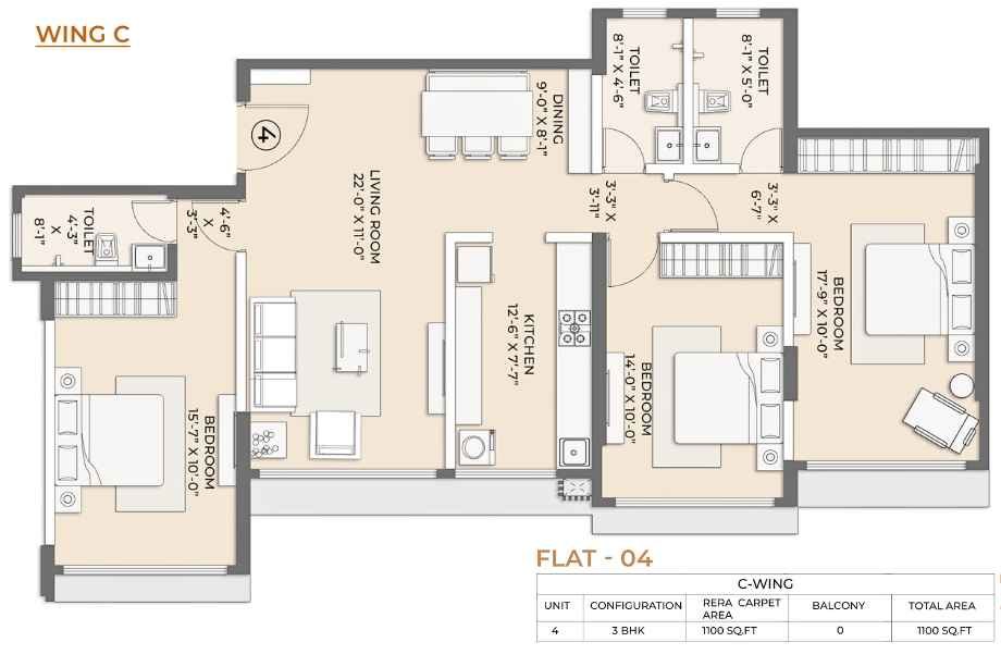 Arkade-Pearl-Floor-Plan-Wing-C-3-BHK-1100-Sqft