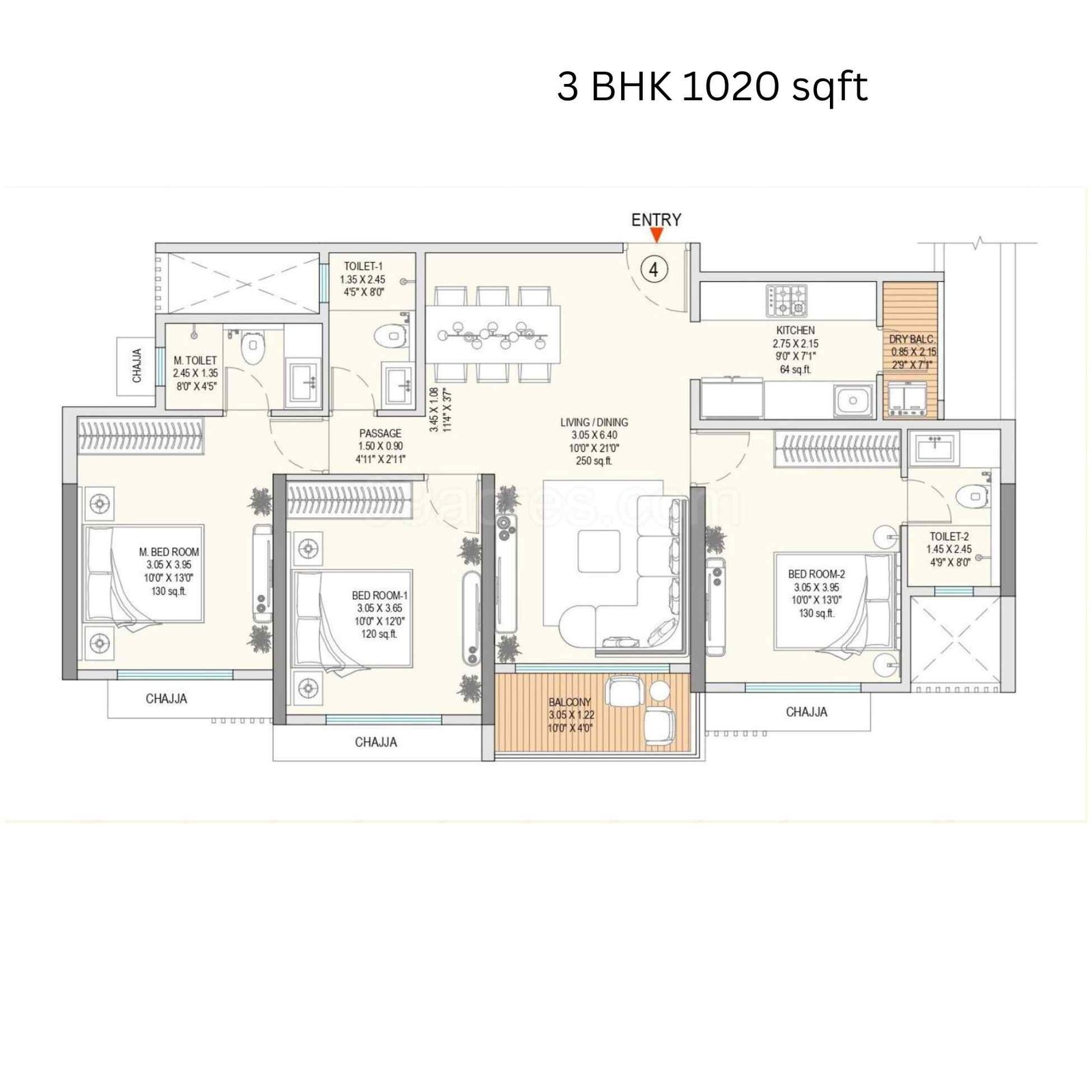 Godrej-Bliss-3-BHK-1020-Sqft