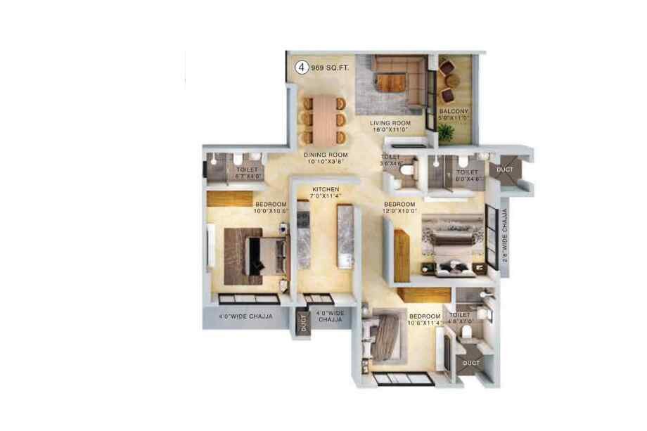 Dimples-New-Siddharth-3-BHK-969-sqft