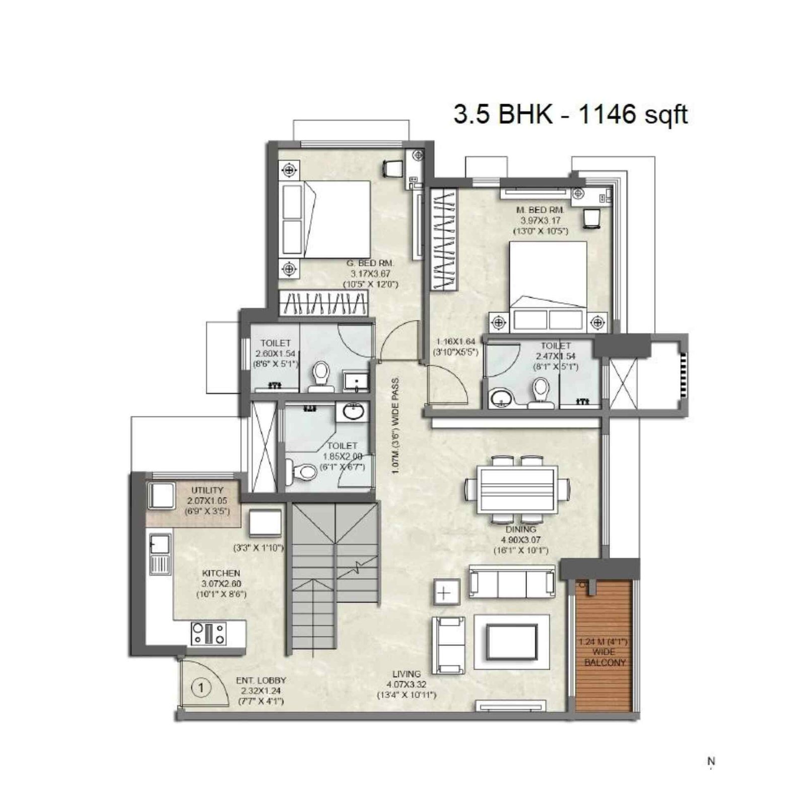 Kalpataru-Vienta-3bhk-1146-sqft
