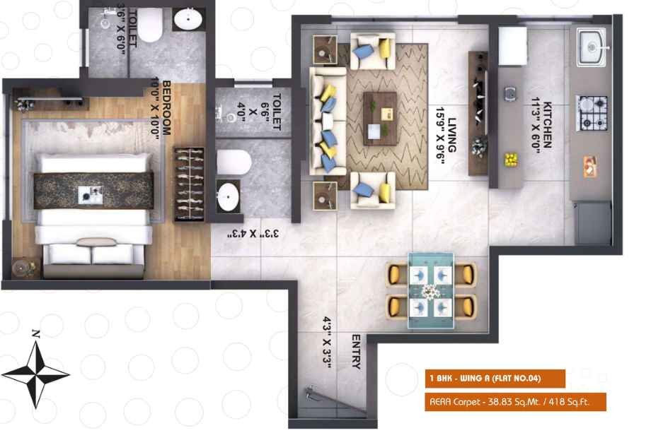 Puneet-Shivalaya-Floor-Plan-1-BHK-418-Sqft