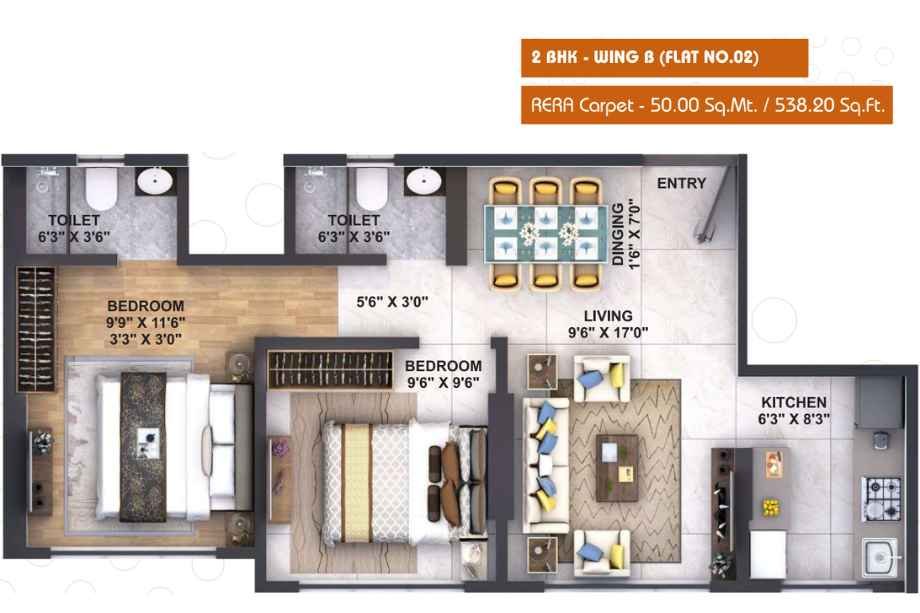 Puneet-Shivalaya-Floor-Plan-2-BHK-538-Sqft