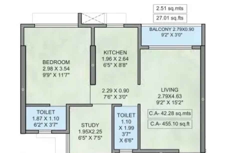Puneet-Amarjyoti-Floor-Plan-1-BHK-428-Sq.ft