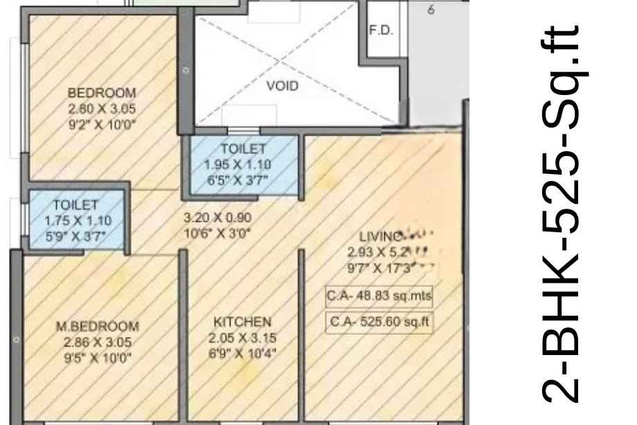 Puneet-Amarjyoti-Floor-Plan-2-BHK-525-Sq.ft