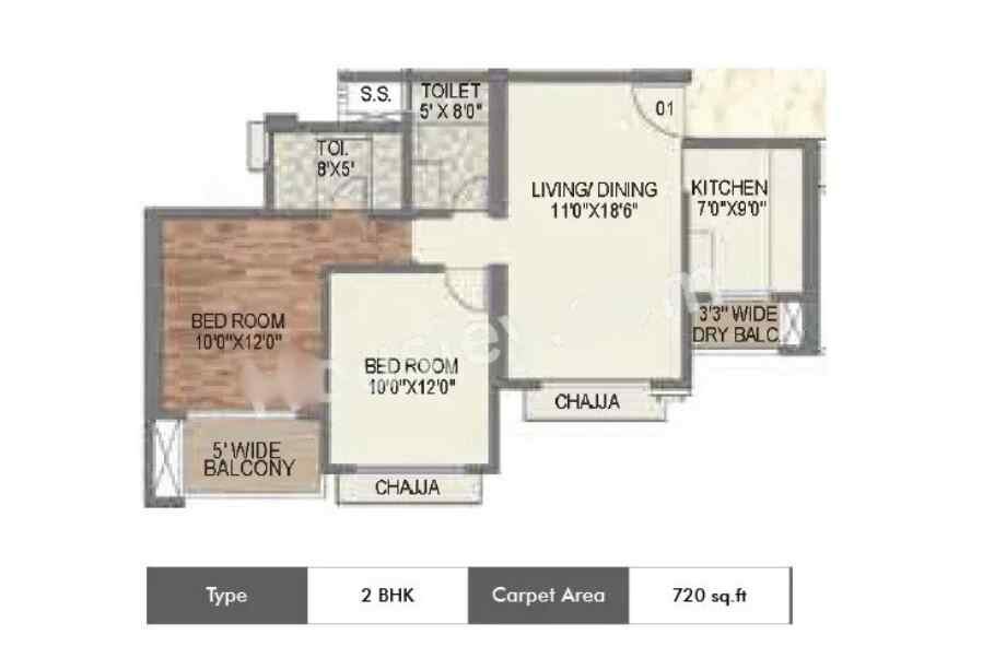 Paradise-Sai-World-Dreams-2-BHK-720-sqft
