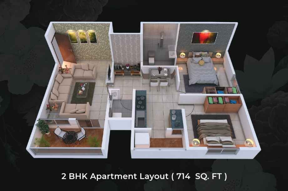Buttepatil-Gulab-Shilp-Floor-Plan-2-BHK-714-Sqft