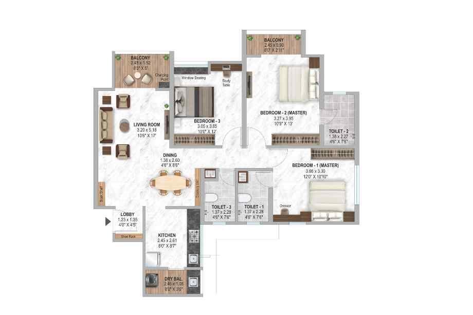 Krisala-41-Luxovert-3-BHK-981-sqft