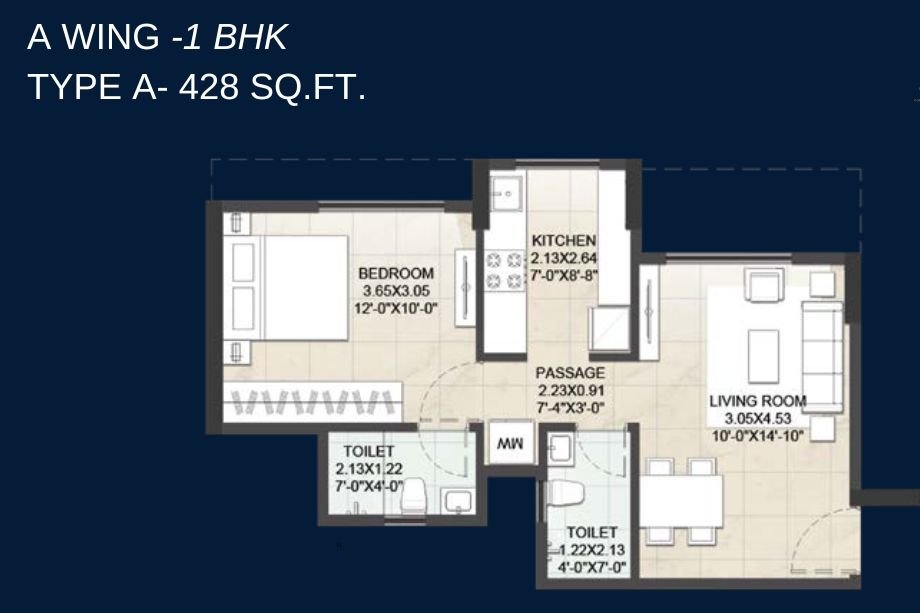 Fatima-Residency-Floor-Plan-1-BHK-428-Sqft