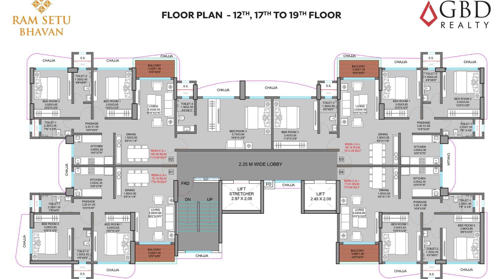 GBD-Ram-Setu-Bhavan-floor-plan- 12TH, 17TH TO 19TH FLOOR