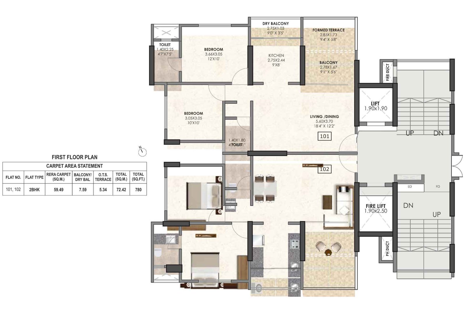 Venkatesh-Anandmayi-2-BHK-780-Sqft-Wing-B