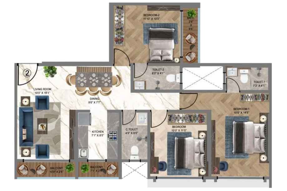 HS-Heritag-Floor-Plan-Wing-A-927-Sqft