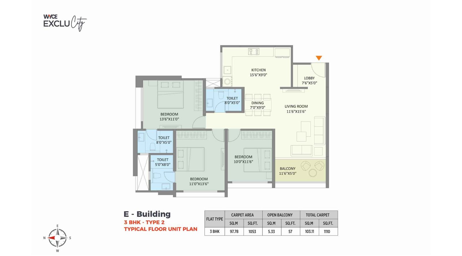 Saniket-WYCE-Exclucity-3-BHK-Type-2