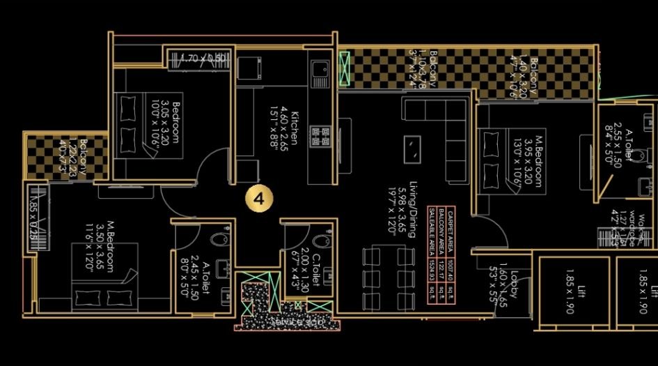 GD-Square-18-Magnitud-Floor-Plan-3 BHK- 1130 Sqft