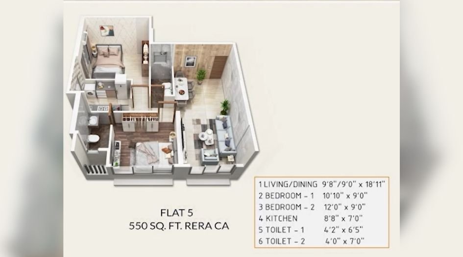 MK-Oasis-Floor-Plan-2 BHK-550 Sqft