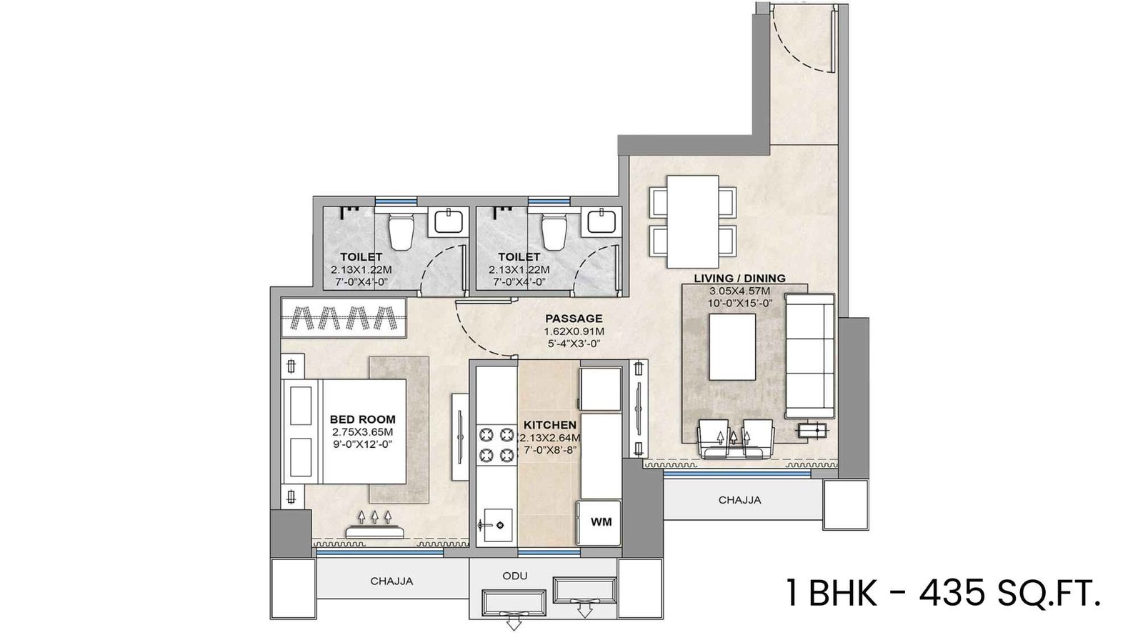 codename-sector-zero-Floor-Plan-1-BHK-435-Sqft