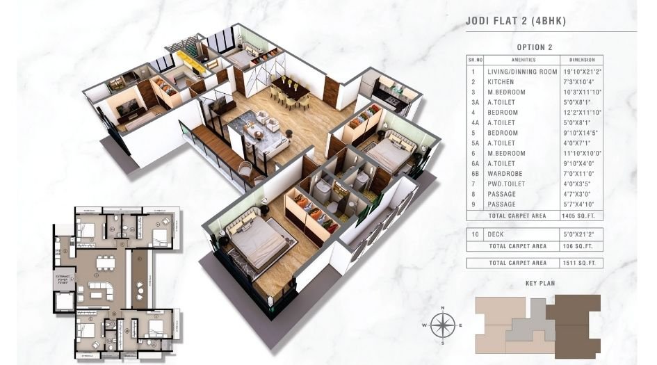 Ariha-Vincere-Floor-Plan-4 BHK-1511 Sqft