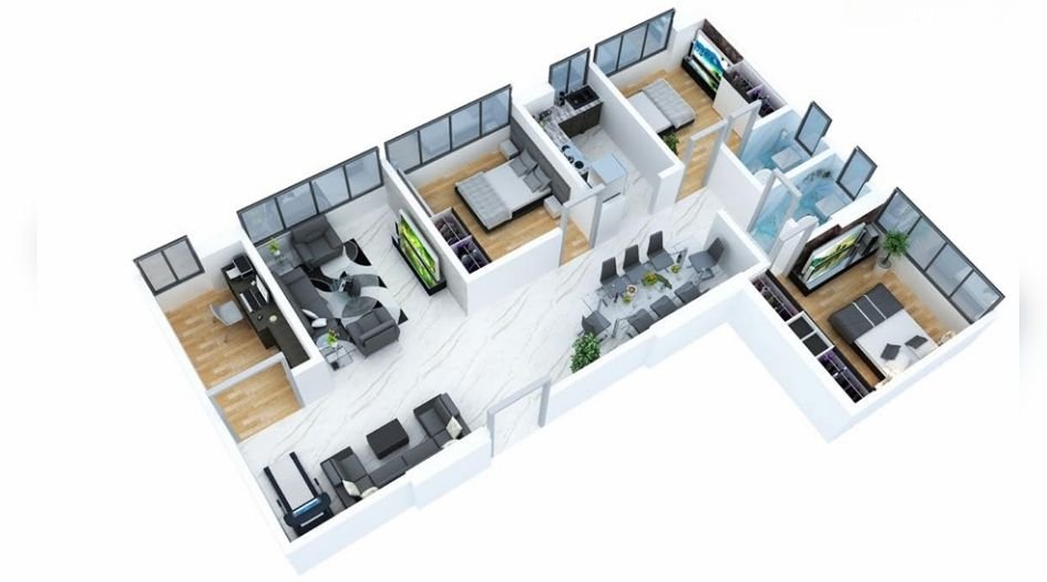 Mass-Mondeal-Floor Plan- 3.5 BHK- 930 Sqft