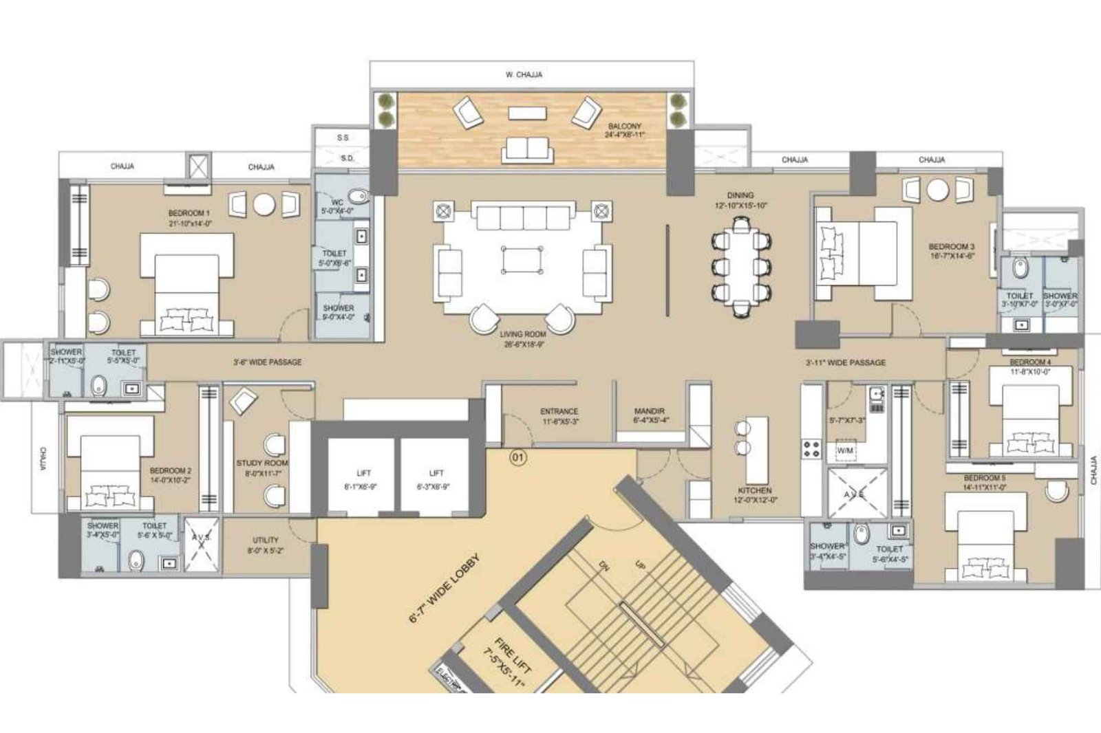 Techno-Aakasa-Floor-Plan-5-BHK