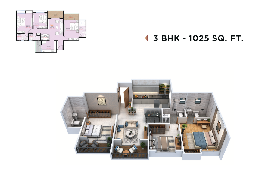 Eternity-Towers-Floor-Plan-3-BHK-1025-Sqft
