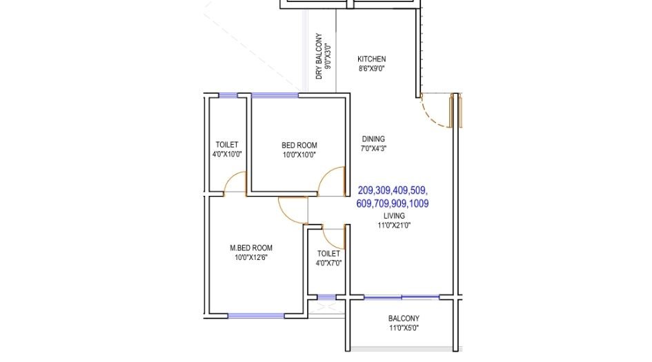 Sparkle-Youthika-Floor-Plan-2 BHK - 714 Sqft
