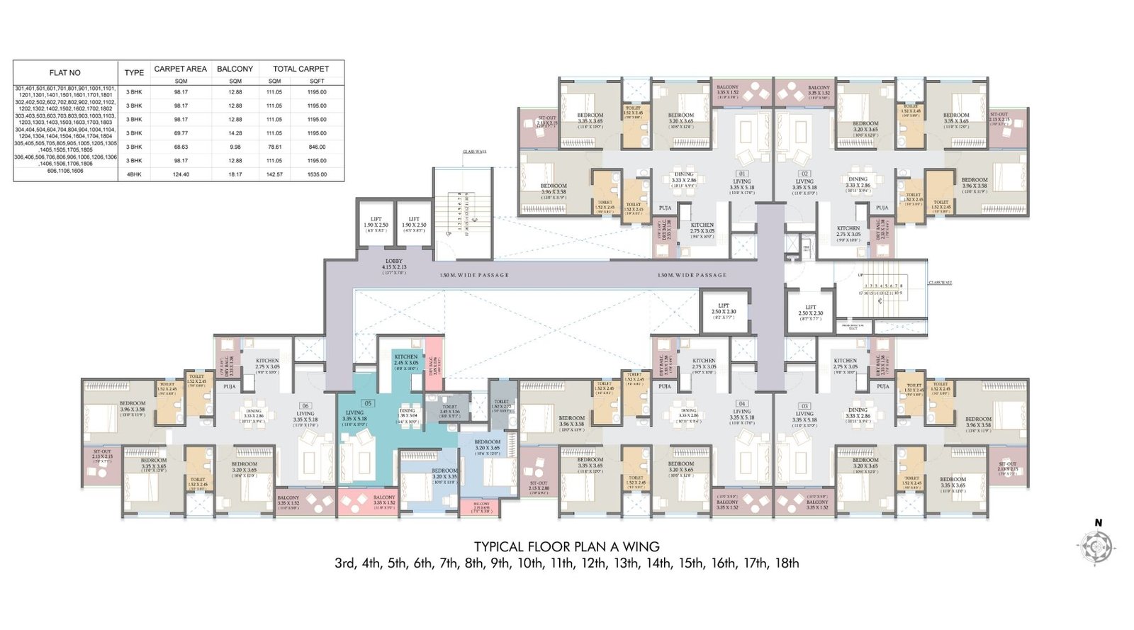 Kakkad Ambiience Vivanta-Typical-Floor-Plan-A-Wing