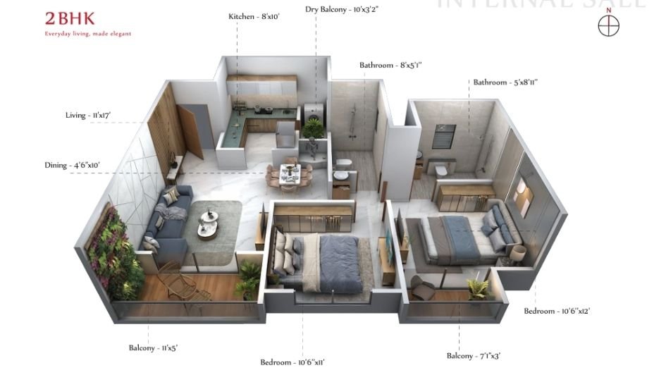 Kakkad-Ambiience-Vivanta-Floor-Plan-2 BHK