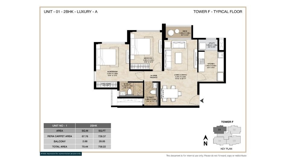 Mahindra-Marina64-Floor-Plan-2 BHK-Type-A