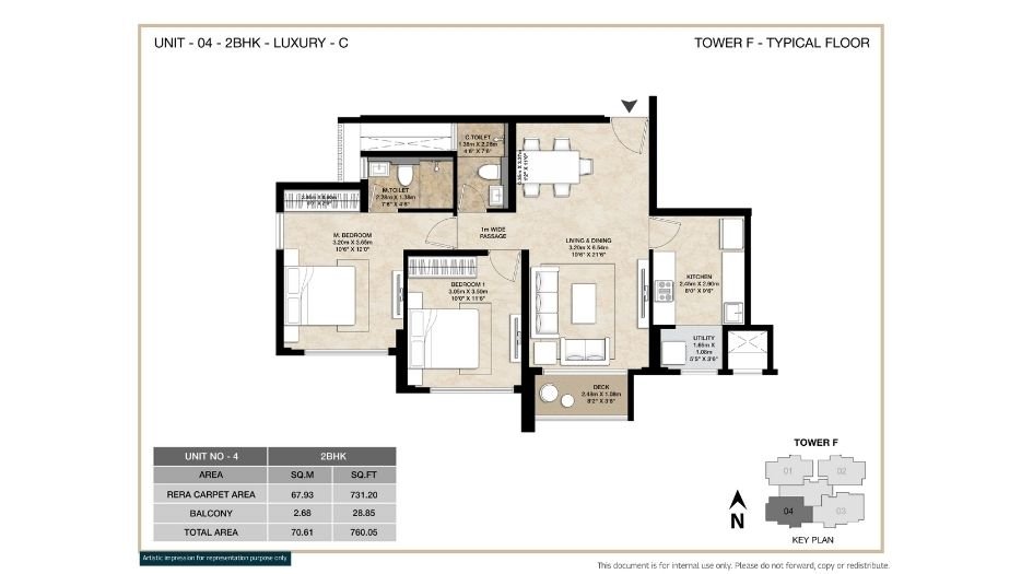Mahindra-Marina64-Floor-Plan-2 BHK-Type-C