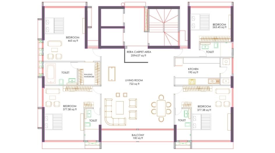 Bafna-Siddhgiri-Internal-Floor-Plan-3 BHK-1286 Sqft