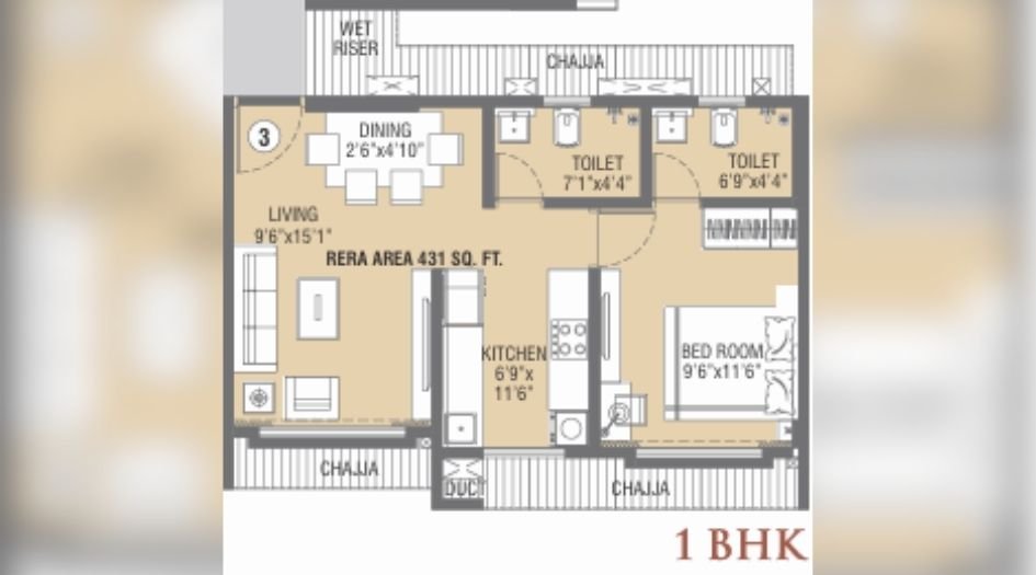 Swastik-Avighna-1BHK-431sqft-Unit-Plan