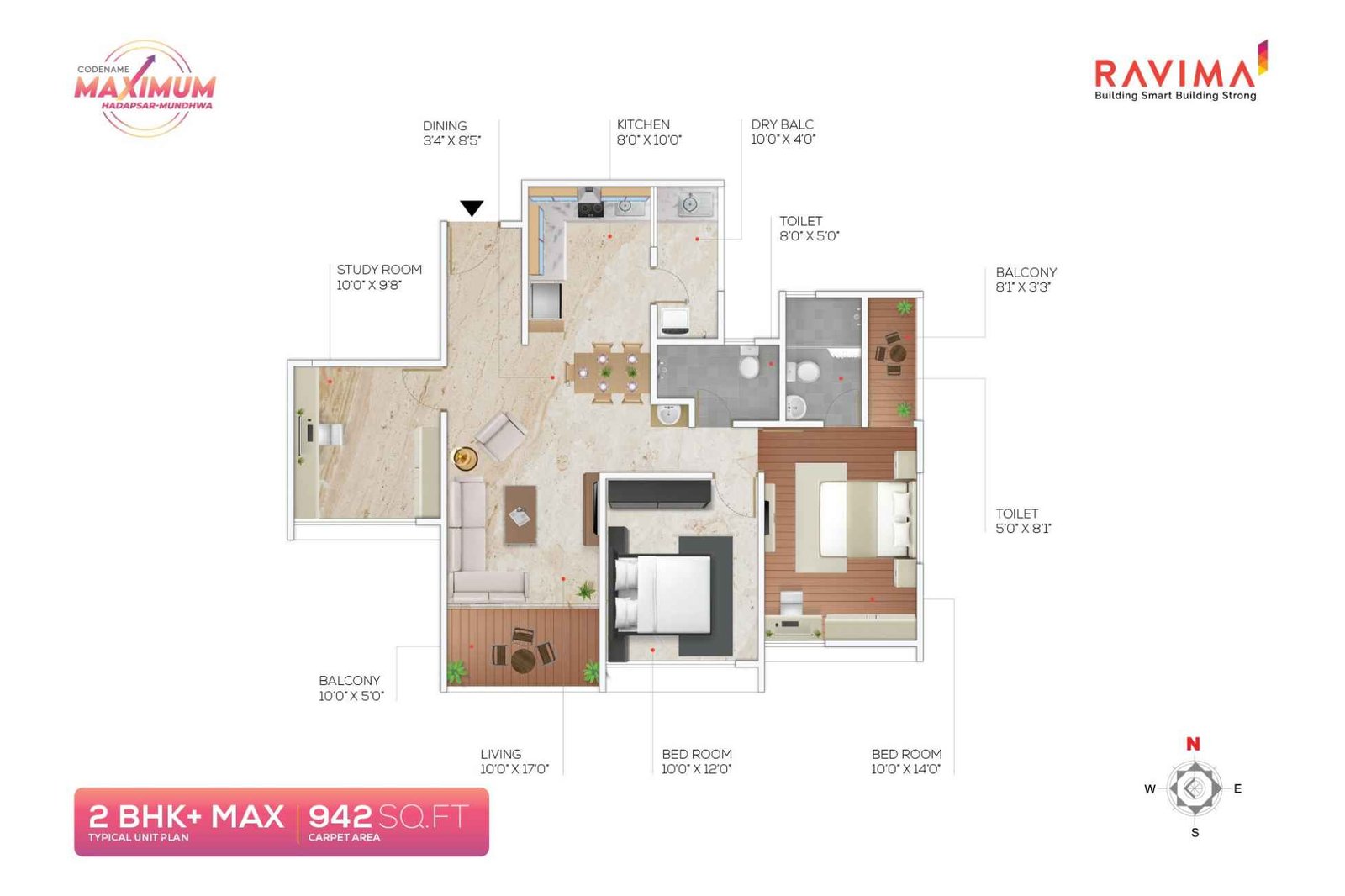 Ravima-Newton-Homes-Mundhwa--Floor-plan-3-BHK-Smart-942-sqft