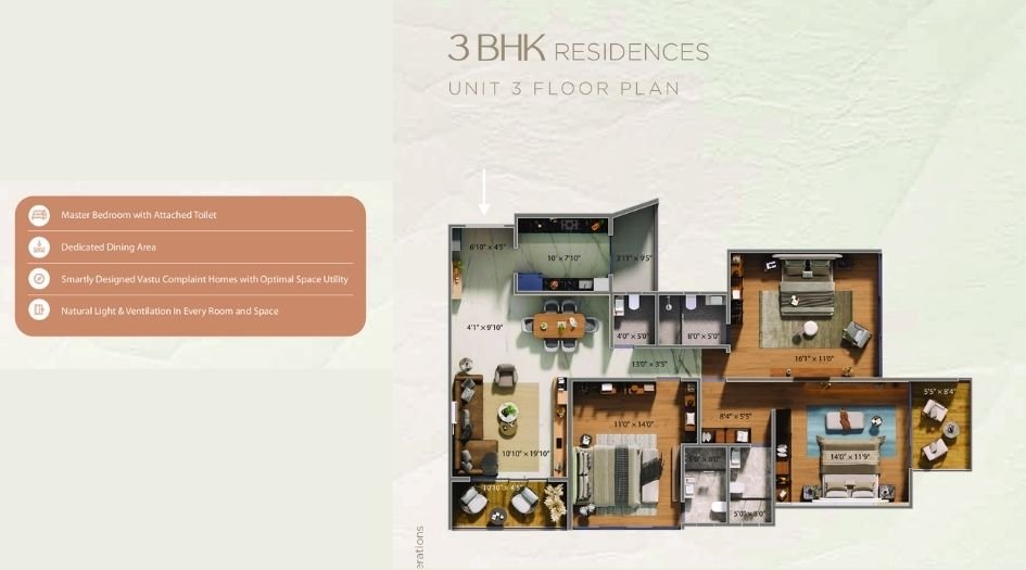 Alphaite-Azure-Residences-Floor-Plan-3 BHK-1302 Sqft