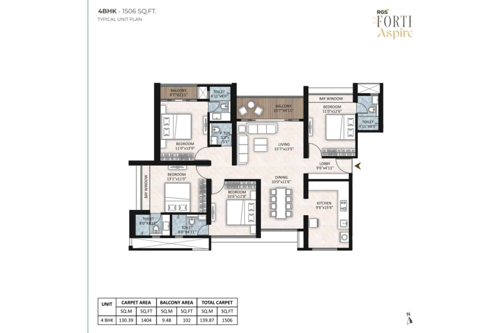 RGS-Forte-Aspire-4-BHK-Floor-Plan-1506-sqft