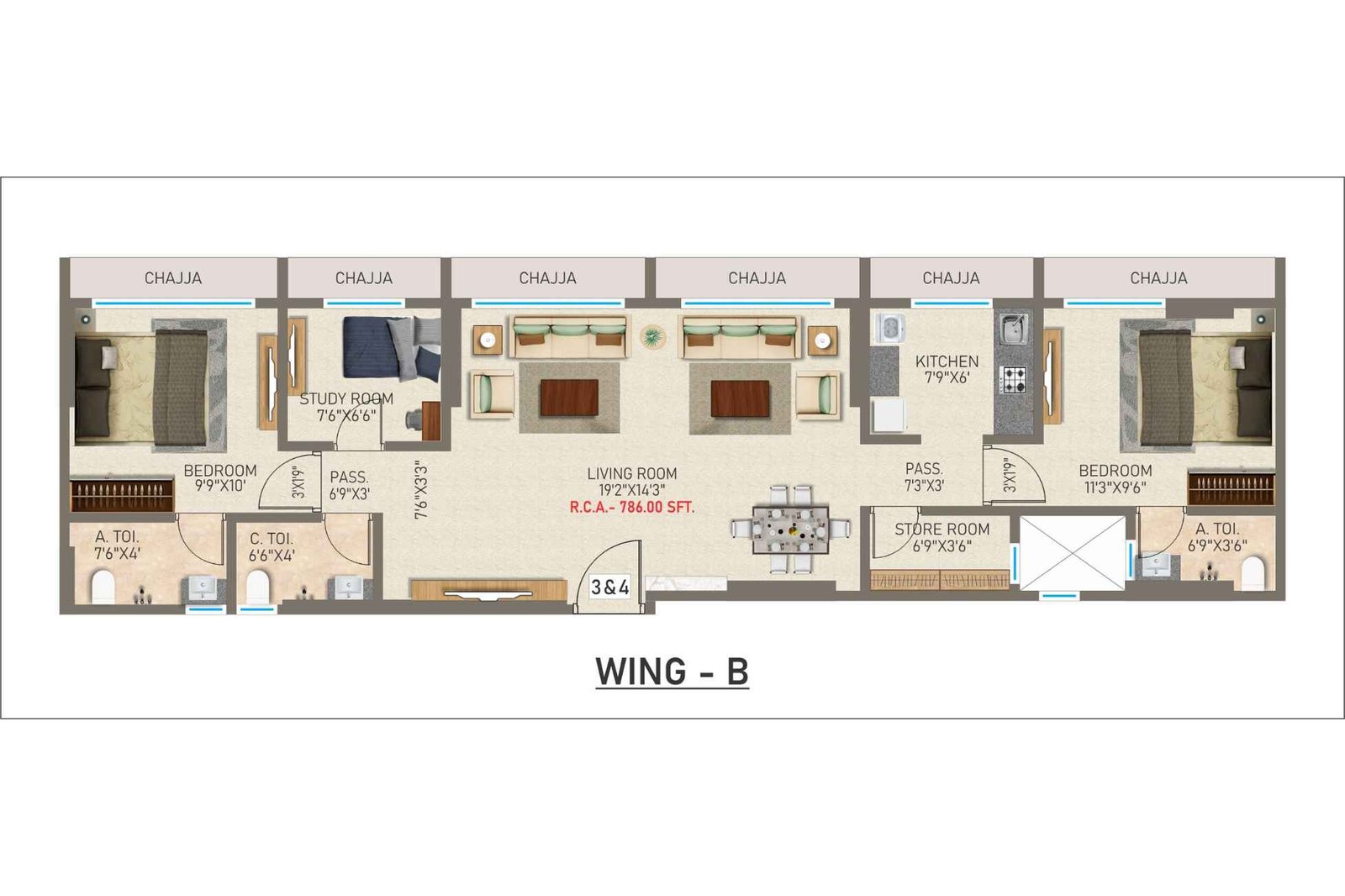 Priyam-Residency-Floor-Plan-Wing-B-1-BHK