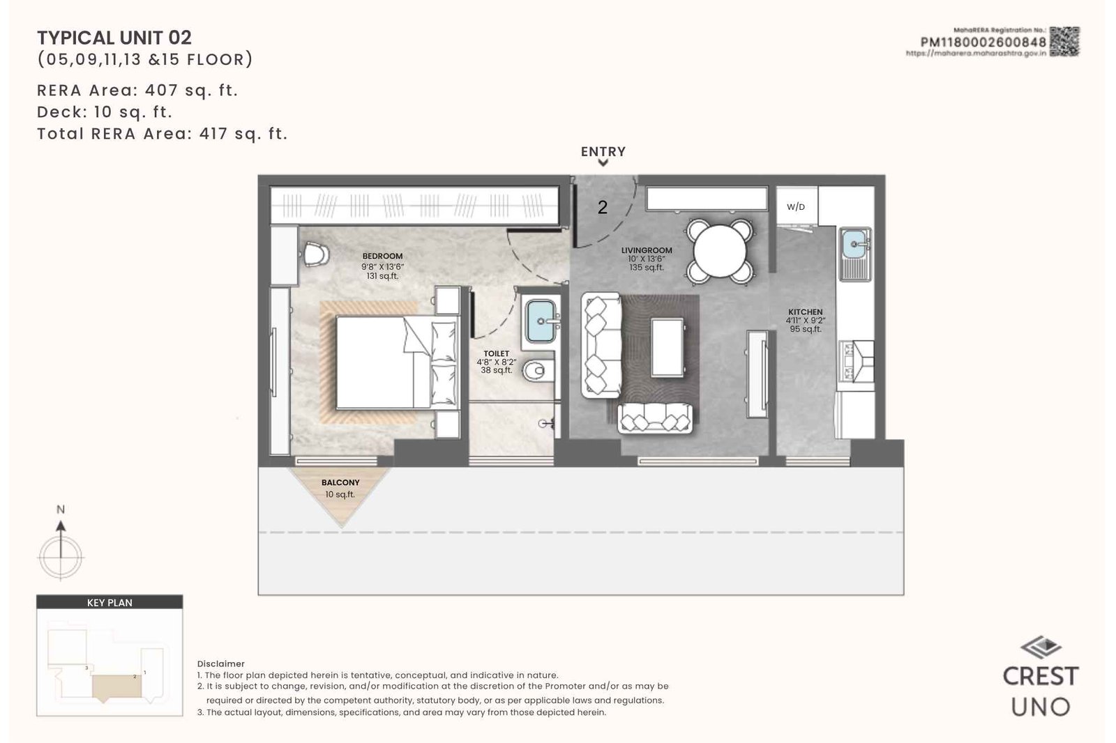 Crest-Uno-Typical-floor-plan-1BHK-417-sqft
