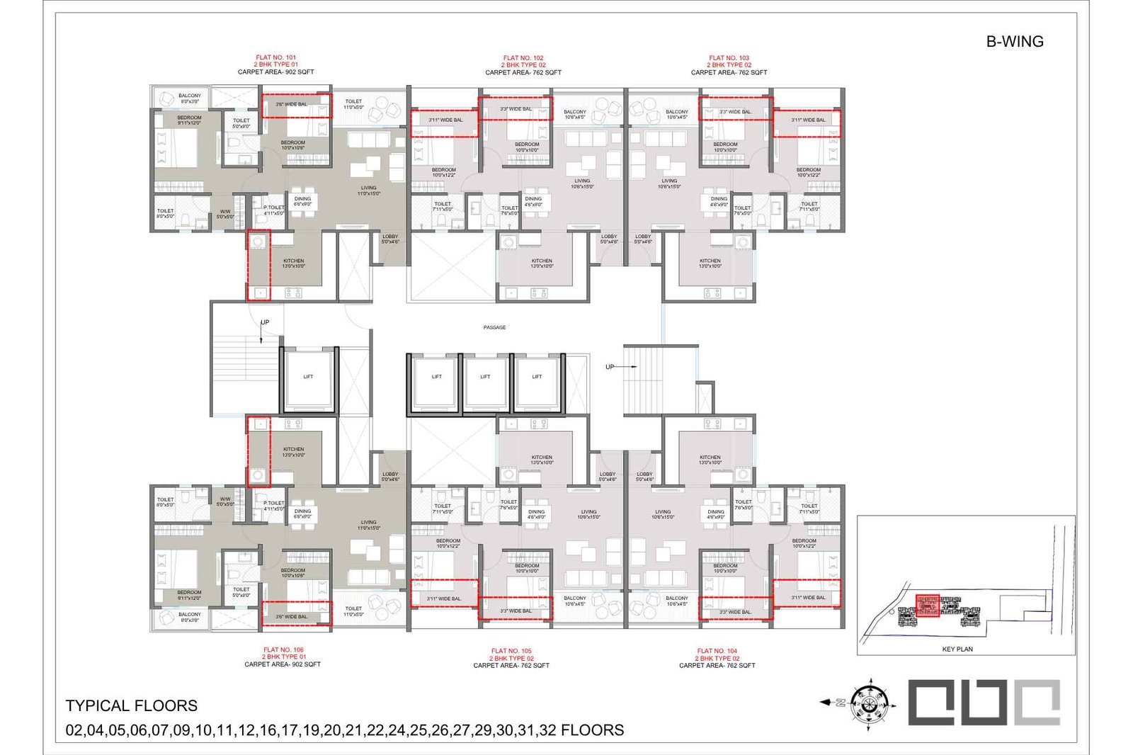 Shankeshwar-Kingsland-Ala-Carte-Homes-Floor-Plan-2nd-to-32th-B-Wing