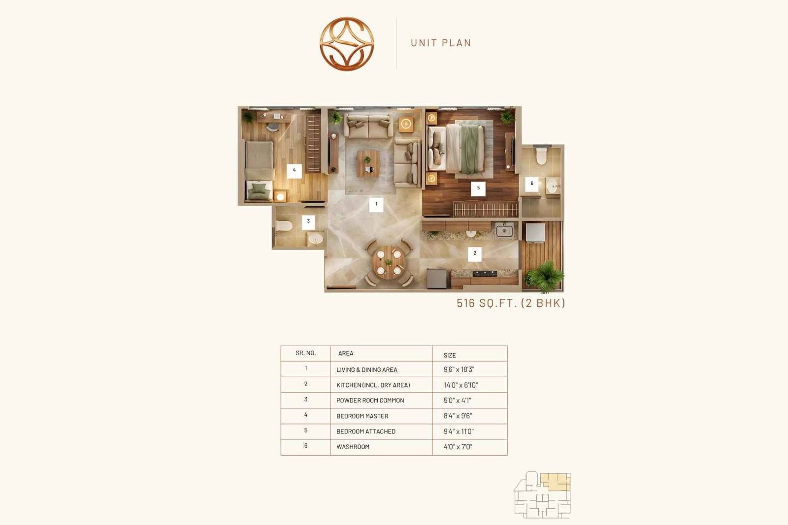 Raghav-Serenity-Floor-Plan-2BHK-516-sqft