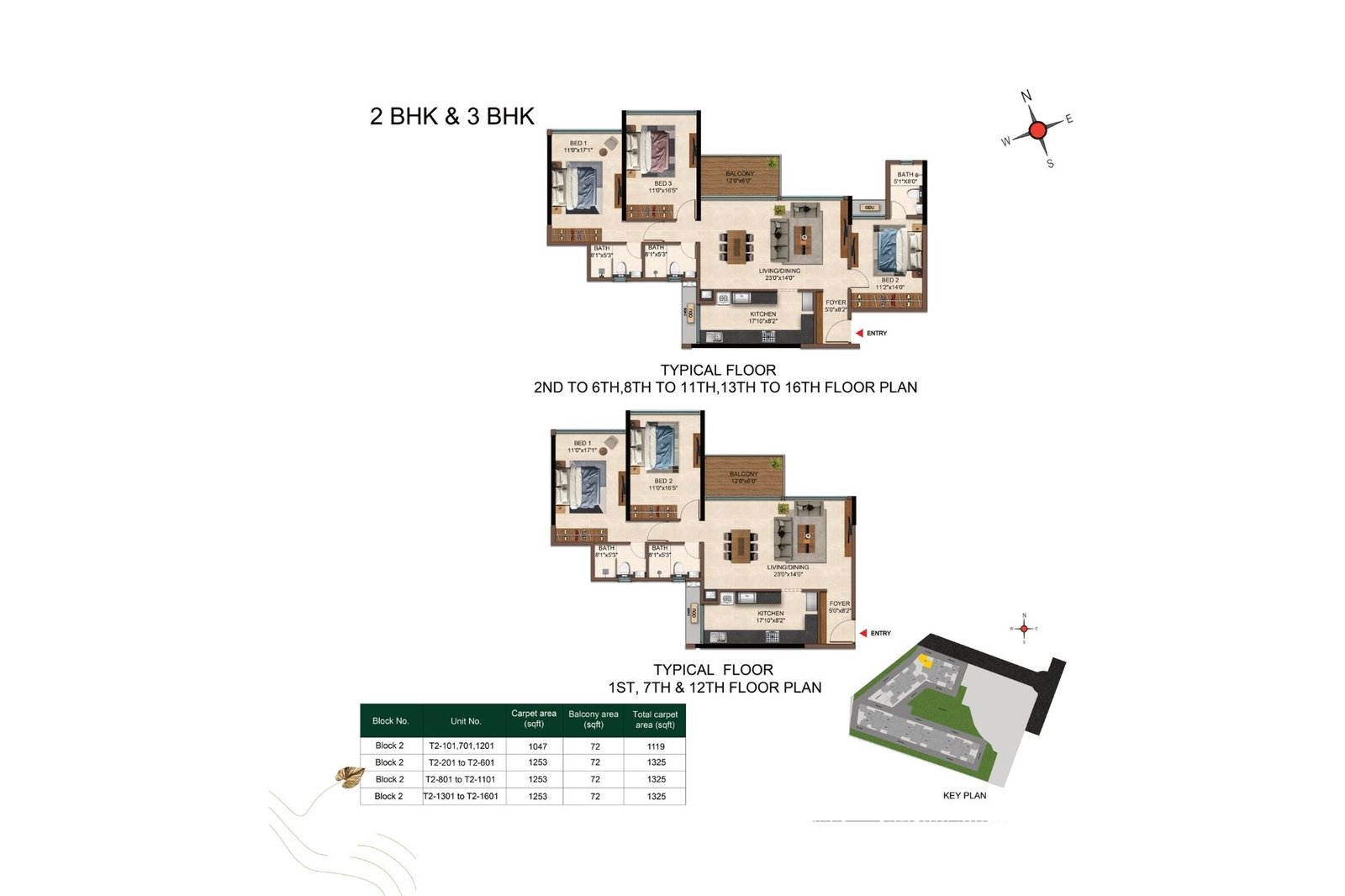 Casagrand-Caladium-Typical-Floor-Plan-2-&-3-BHK-1325-sqft