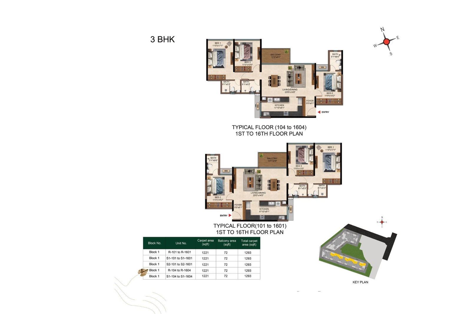 Casagrand-Caladium-Typical-Floor-Plan-3-BHK-1293-sqft